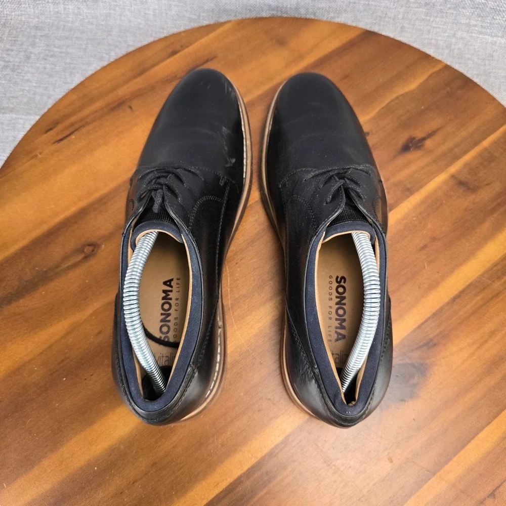 Sonoma‎ Goods For Life Theodore Mens Black Derby Dress Shoes Sz 8.5 M SNTHEODORE